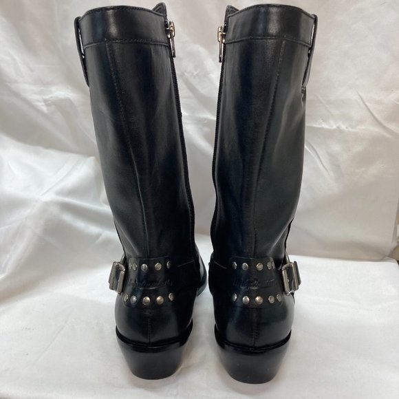 NEW Harley Davidson Low Heel Mid Calf Moto Western Leather Boots Size 8 Black. - Picture 4 of 11